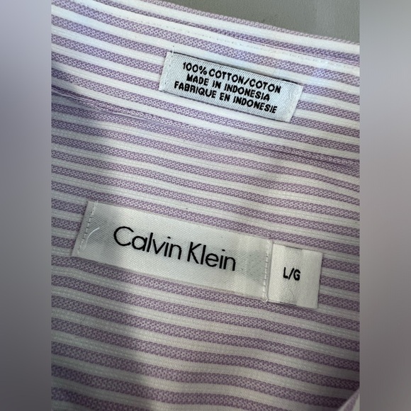 Calvin‎ Klein Shirt Men's Sz Large Purple Pinstripe Button Up Long Sleeve - Picture 6 of 10
